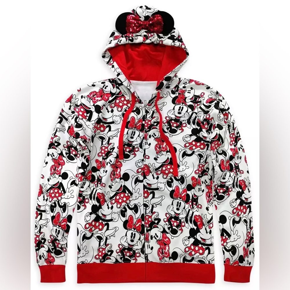 DISNEY MINNIE MOUSE ZIP-UP HOODIE L GUC - Picture 2 of 7